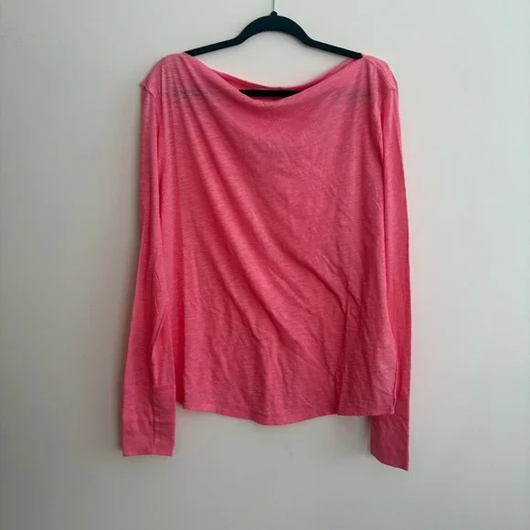 Free People Kimmi Long Sleeve Top Pink XL Soft  Relaxed NWT New - Picture 8 of 10
